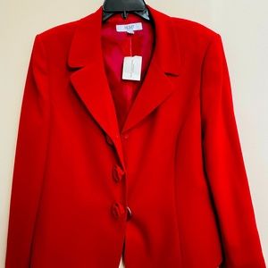 Le Suit Essentials | Two Piece Red Blazer and Skirt Set Size 18